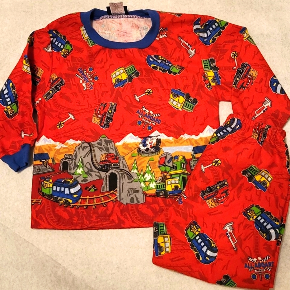 Brightly colored two piece light flannel pajama set